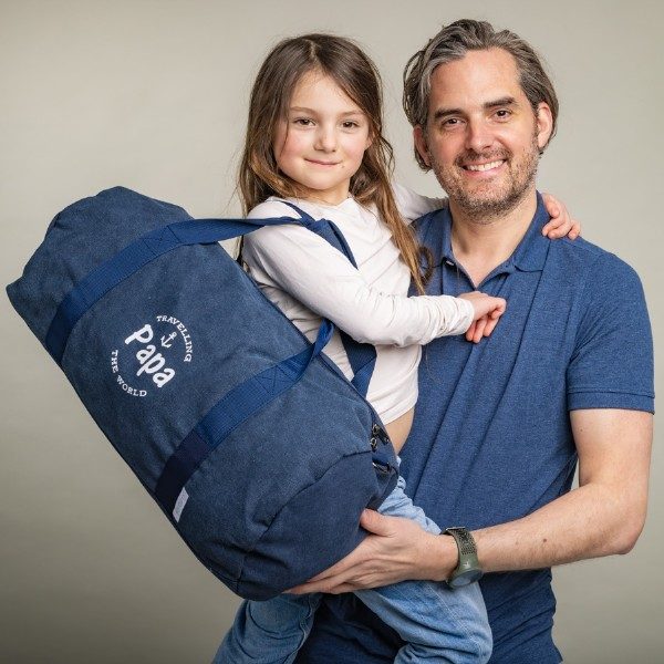 sac polchon explorebleu personnalisé avec prénom pour la fête des pères, cadeau à offrir pour les papas