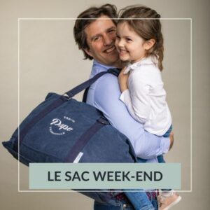 sac weekender avec grande ouverture, sac weekend personnalisé en toile de coton épaisse, fond renforcé et attache en métal sur le côté, pour un rendu trendy. Idée de cadeau pour la fête des pères