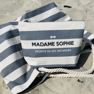 Pochette personnalisée nautique gris, pour les professeurs, cadeau de fin d'année scolaire