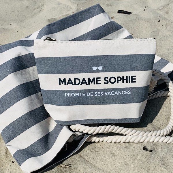 Pochette personnalisée nautique gris, pour les professeurs, cadeau de fin d'année scolaire