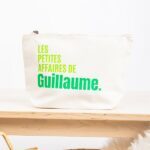 trousse de toilette line, personnalisable avec prénom, les petites affaires de, partir en vadrouille, vacances, cadeau anniversaire enfant, personnalisée en vert