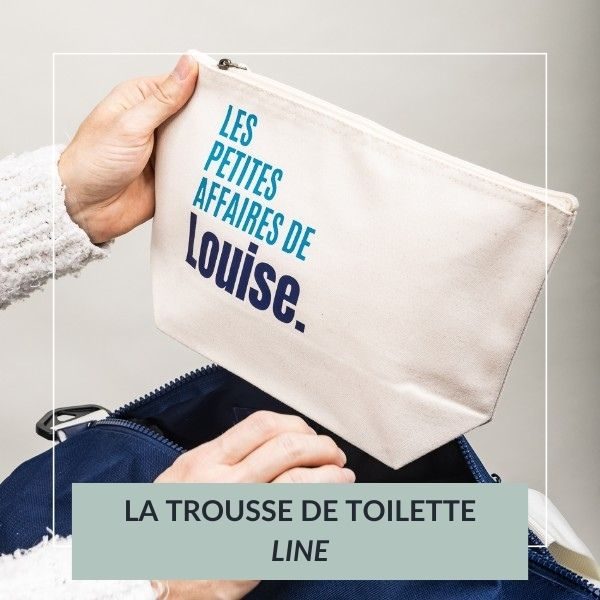 trousse de toilette line, personnalisable avec prénom, les petites affaires de, partir en vadrouille, vacances, cadeau anniversaire enfant