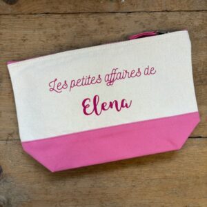 trousse de toilette fond rose Elena